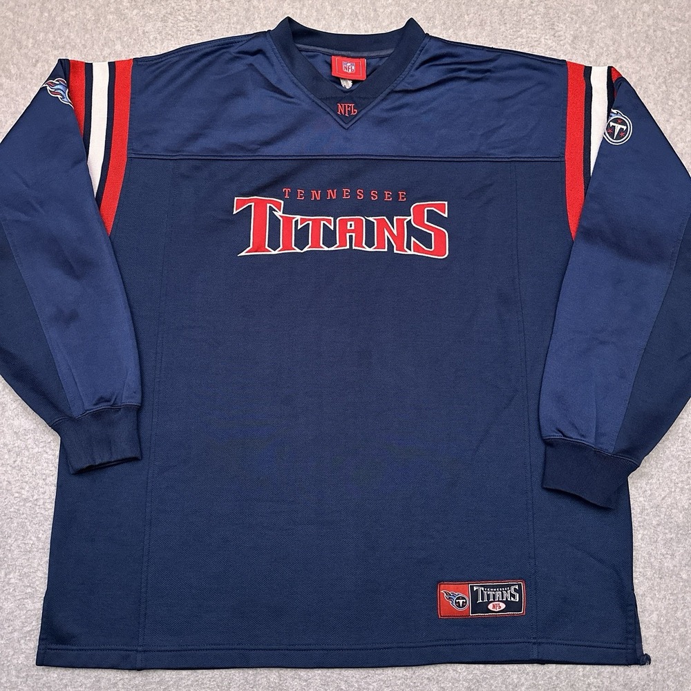 Vintage Tennessee Titans Pullover Sweatshirt Mens 2XL* Blue NFL‎ Apparel V-Neck